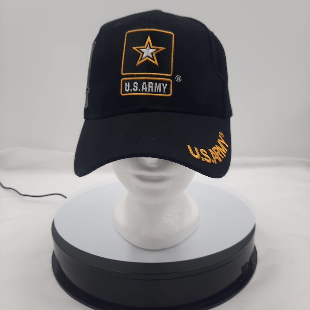 US ARMY Black w/embroidered patches adjustable hook loop back